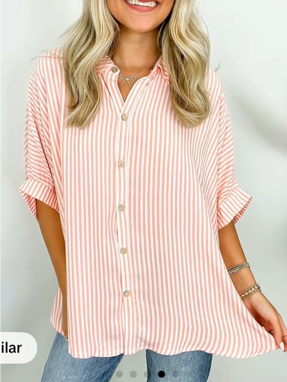 Oversized coral button up
